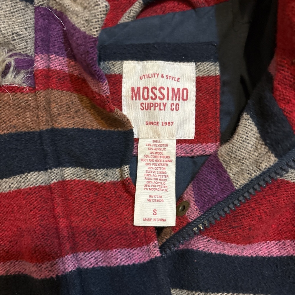 Mossimo Supply Co. Striped Hooded Jacket in Red, Navy & Purple - Picture 3 of 6